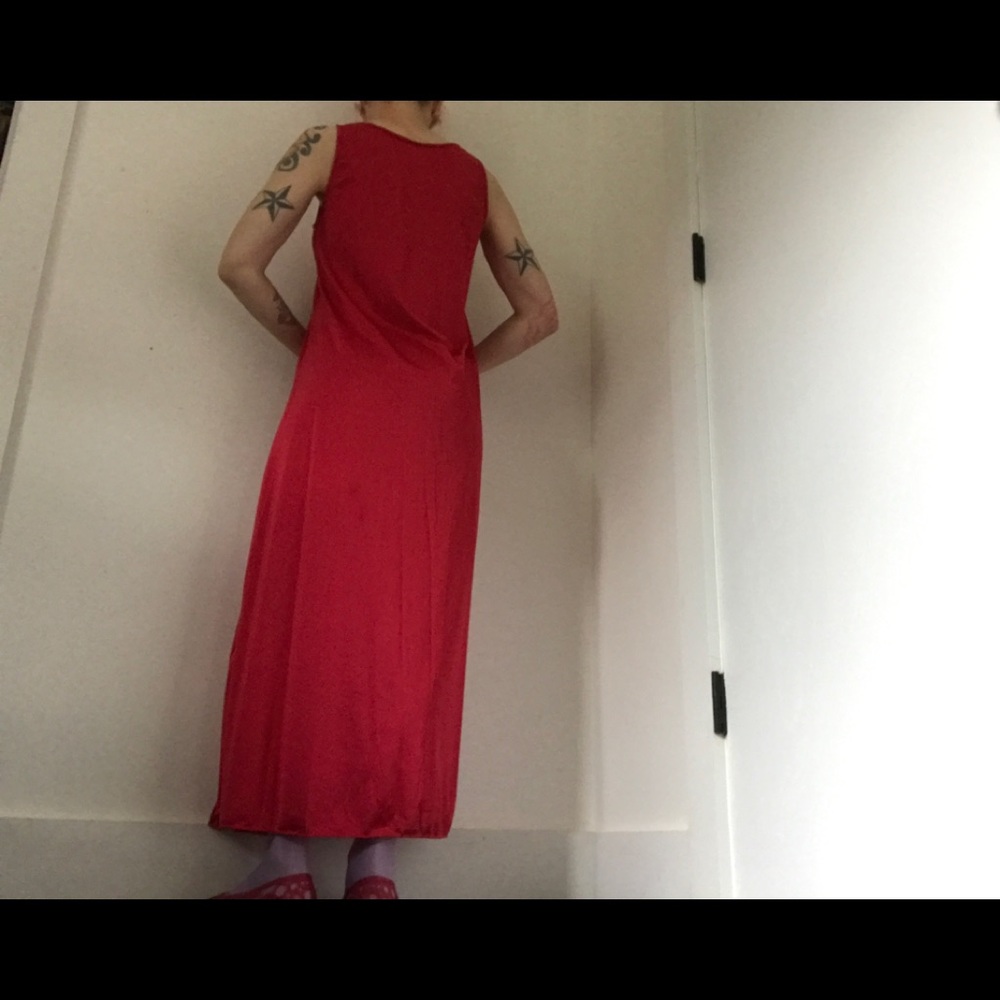 Vintage 1950’s Vintage Nightgown Red & Pink Maxi - Picture 8 of 11
